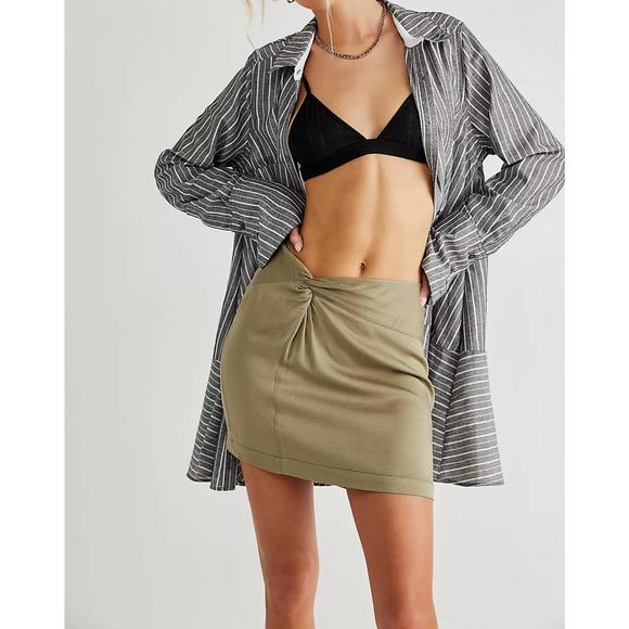 NEW FREE PEOPLE night dreamer twist mini skirt in tropical nut - Picture 1 of 2